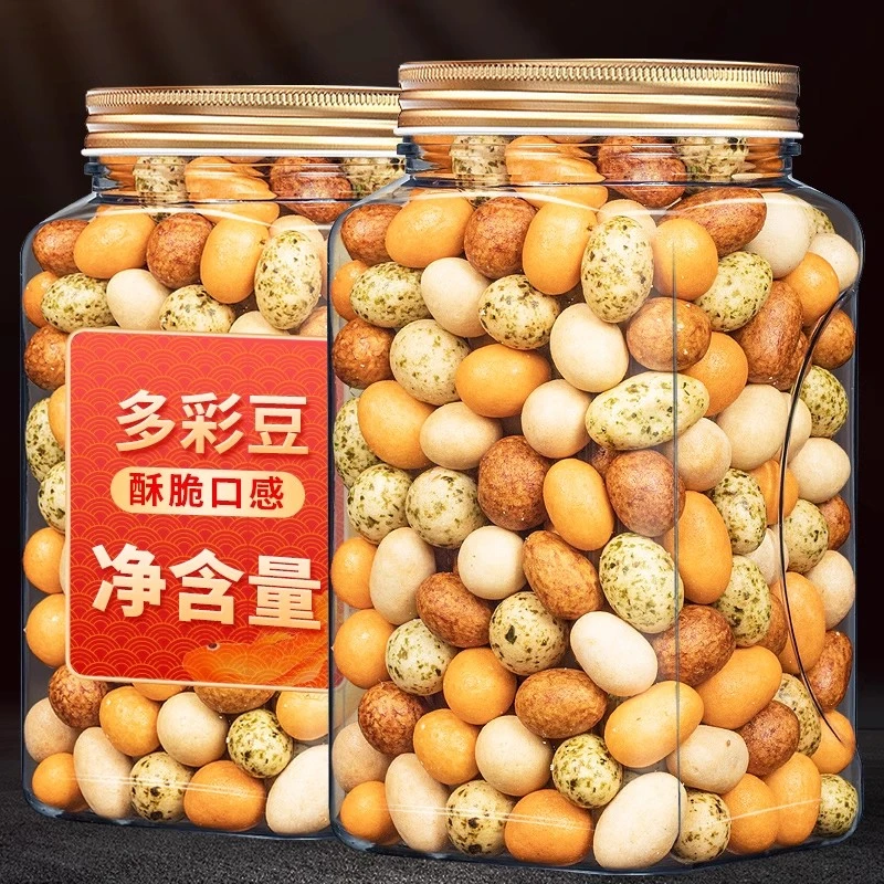 酥脆多彩鱼皮花生米400g罐装多彩豆日本豆老式即食解馋休闲小零食