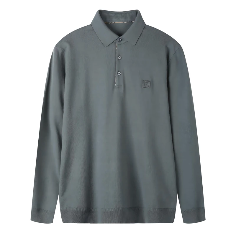 秋季新款长袖Polo衫男士翻领宽松商务休闲百搭T恤针织打底衫时尚