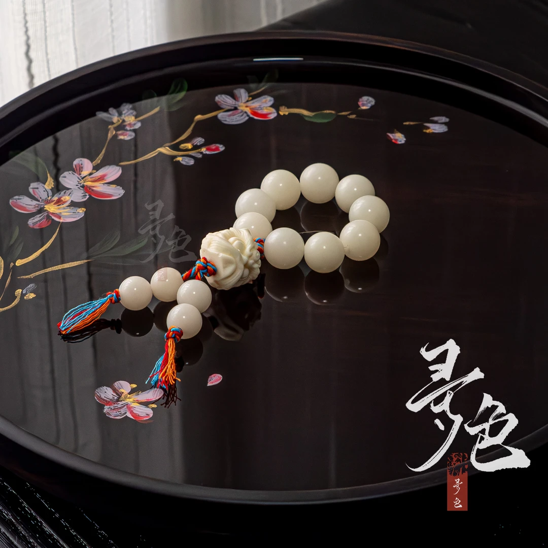 【寻色】醒狮红绳 白玉菩提手捻