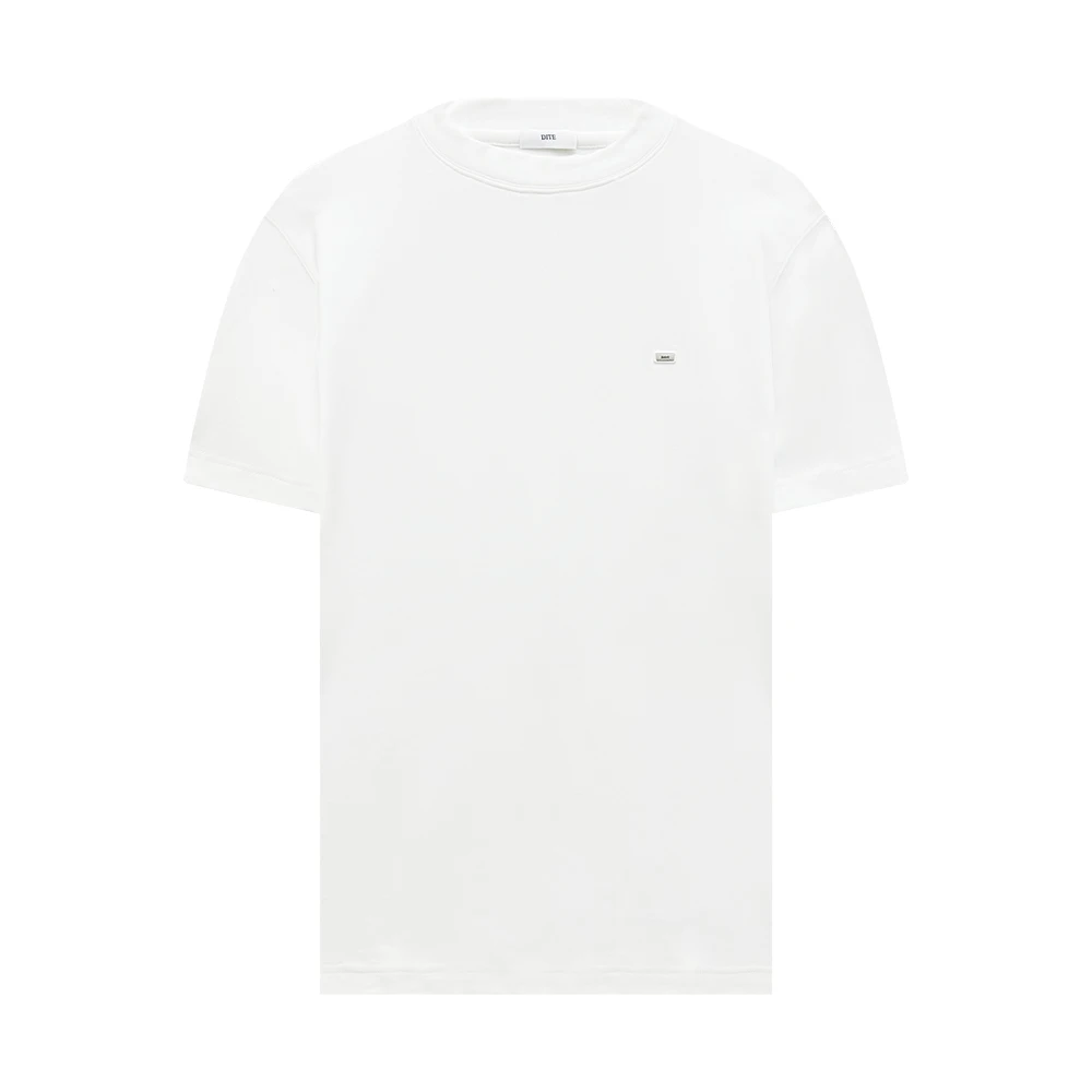 Dite迪特男秋冬新logo金属绣标简约百搭休闲白黑纯色中领短袖T恤