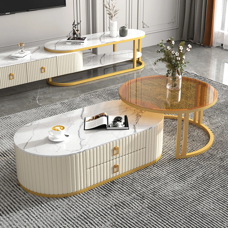 新疆包邮岩板茶几客厅家用储物烤漆小户型轻奢现代电视柜组合茶台