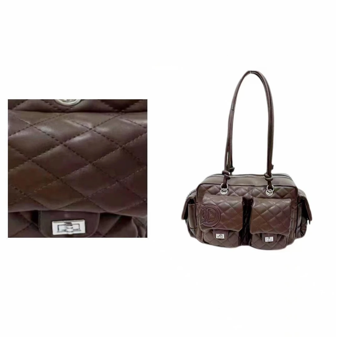 【三爷】2024新款百搭轻奢斜挎手提斜跨手提斜挎包GY1004咖色