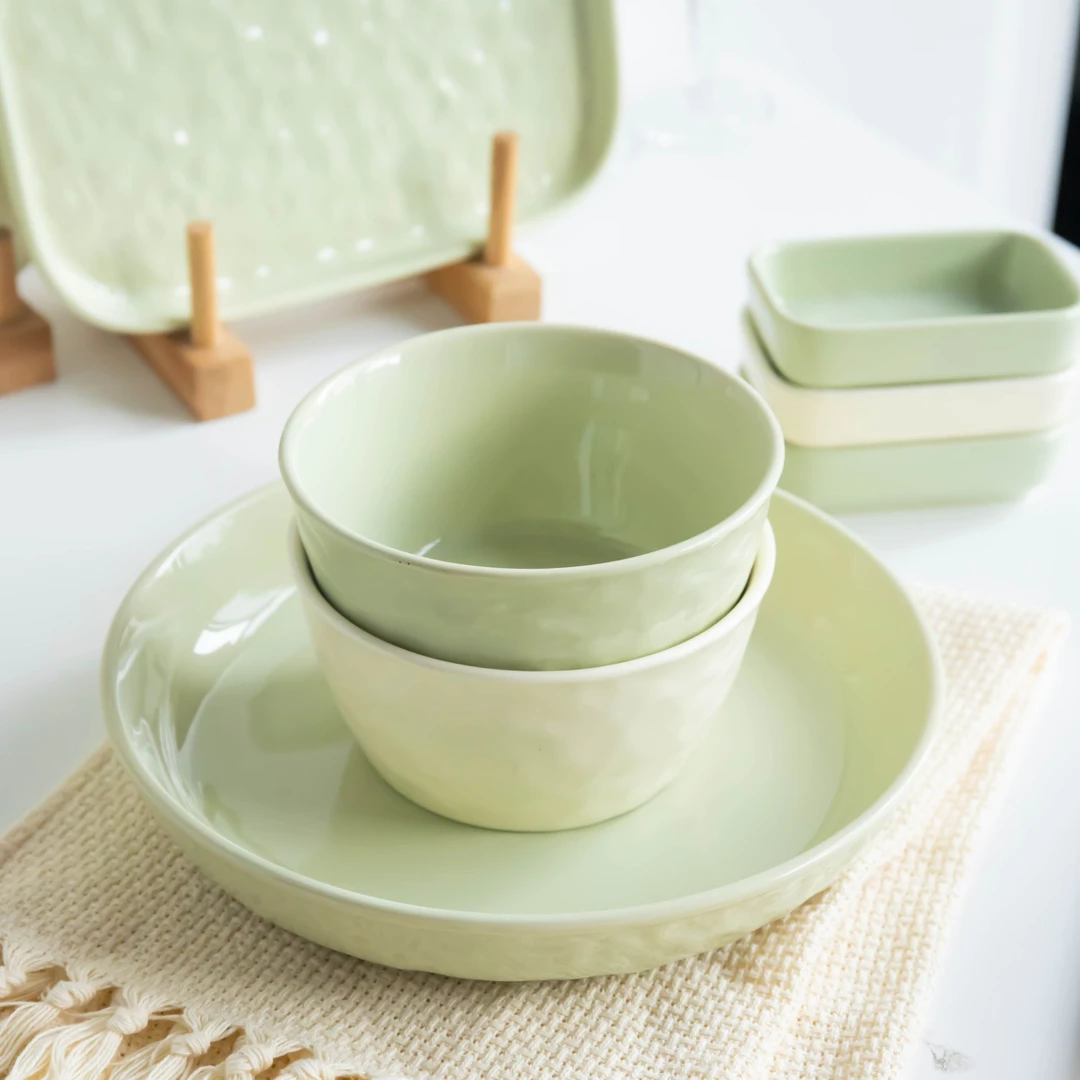 奶油风餐具碗碟单品家用盘子菜盘新款轻奢高颜值饭碗汤碗面碗