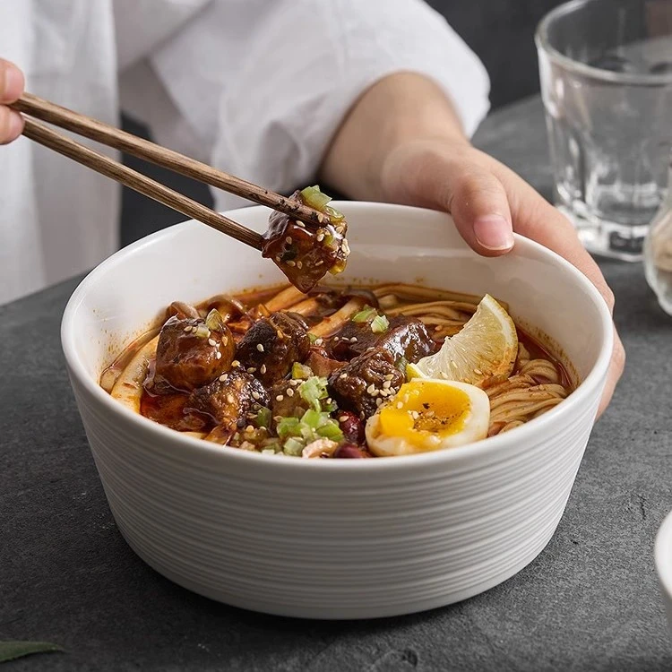 陶瓷碗家用饭碗日式汤碗汤盆简约白色小碗防烫加厚好看的面碗大碗