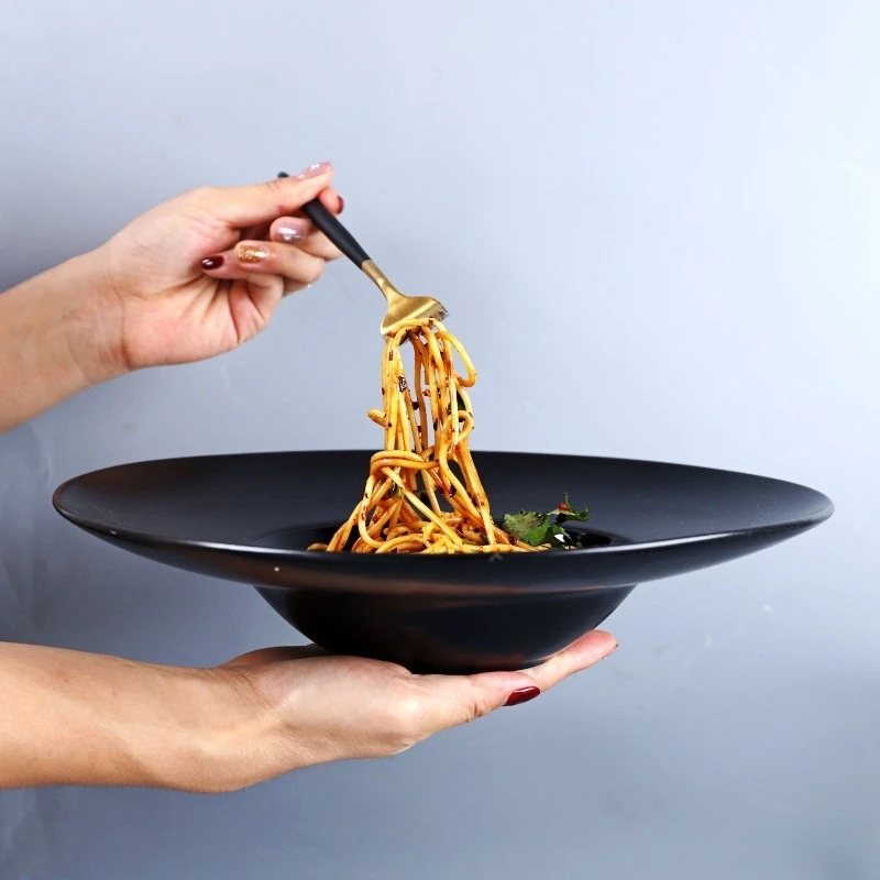 一亨新款北欧草帽盘家用创意大利面盘子西餐盘汤盘甜品碗盘子餐具