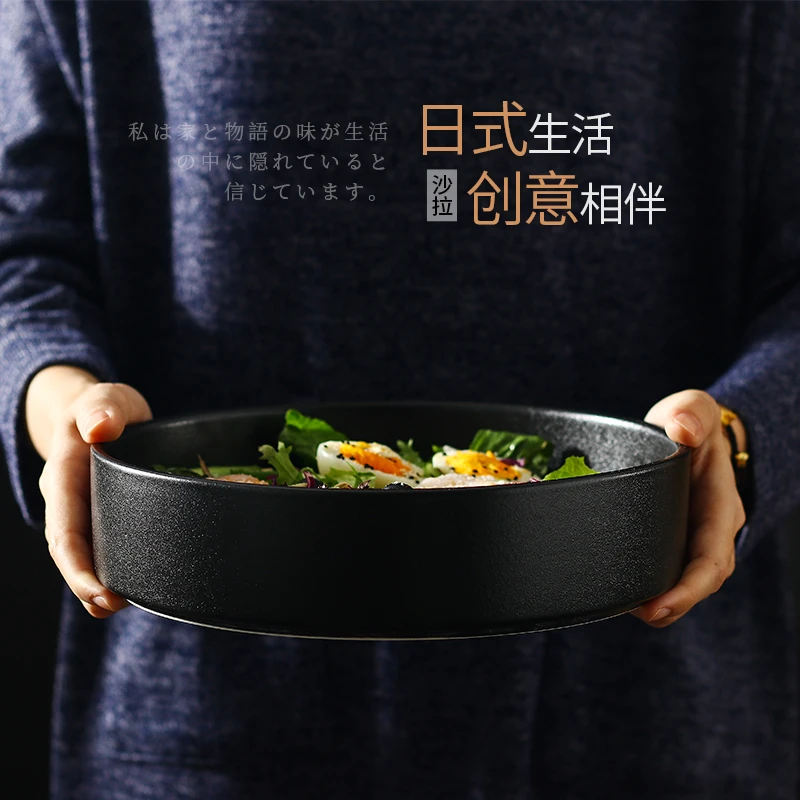 一亨日式家居陶瓷直身家用汤碗水果碗沙拉深碗烘焙烤箱烤圆形深盘