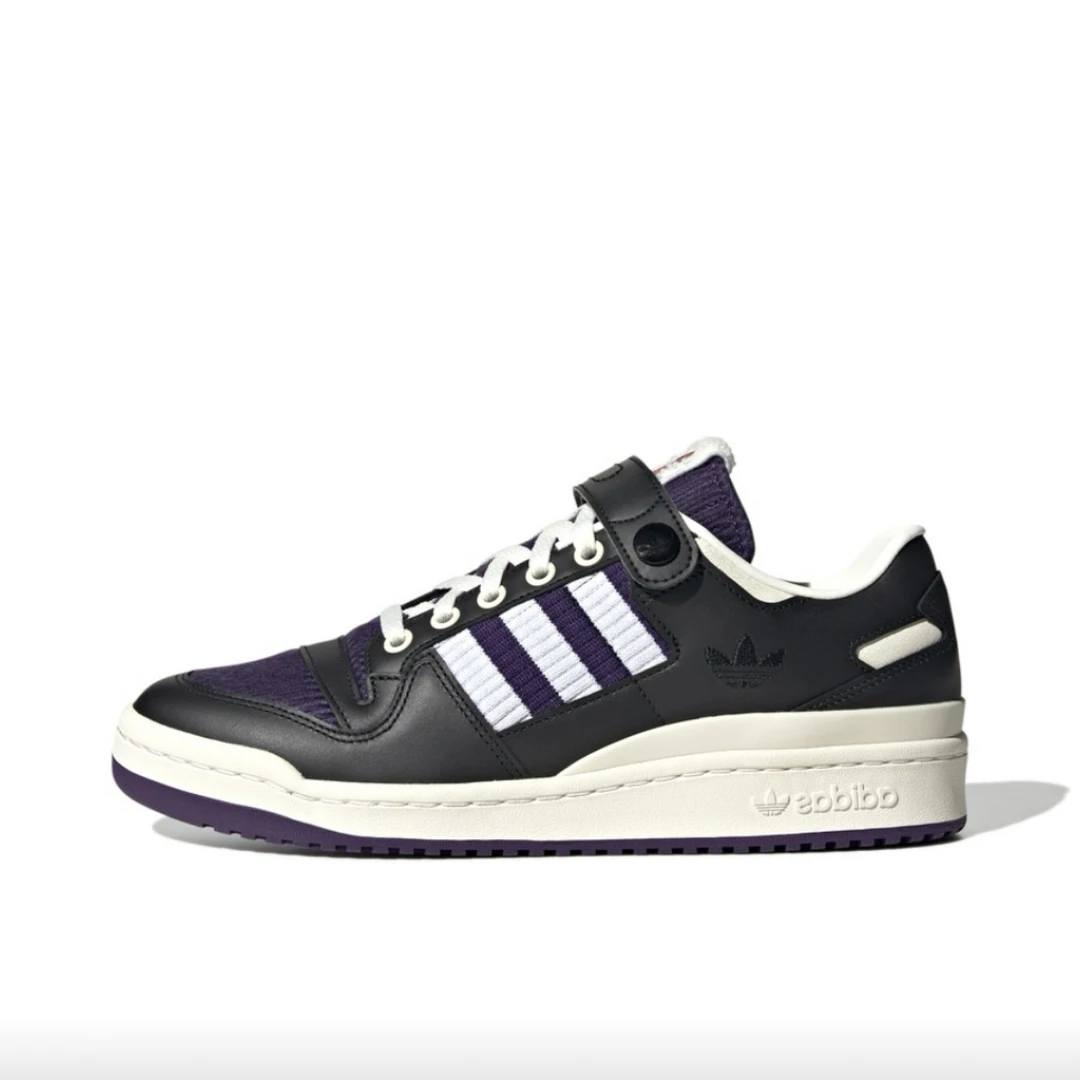 adidas Originals Forum 轻便 复古 魔术贴 板鞋 低帮黑白HQ7001