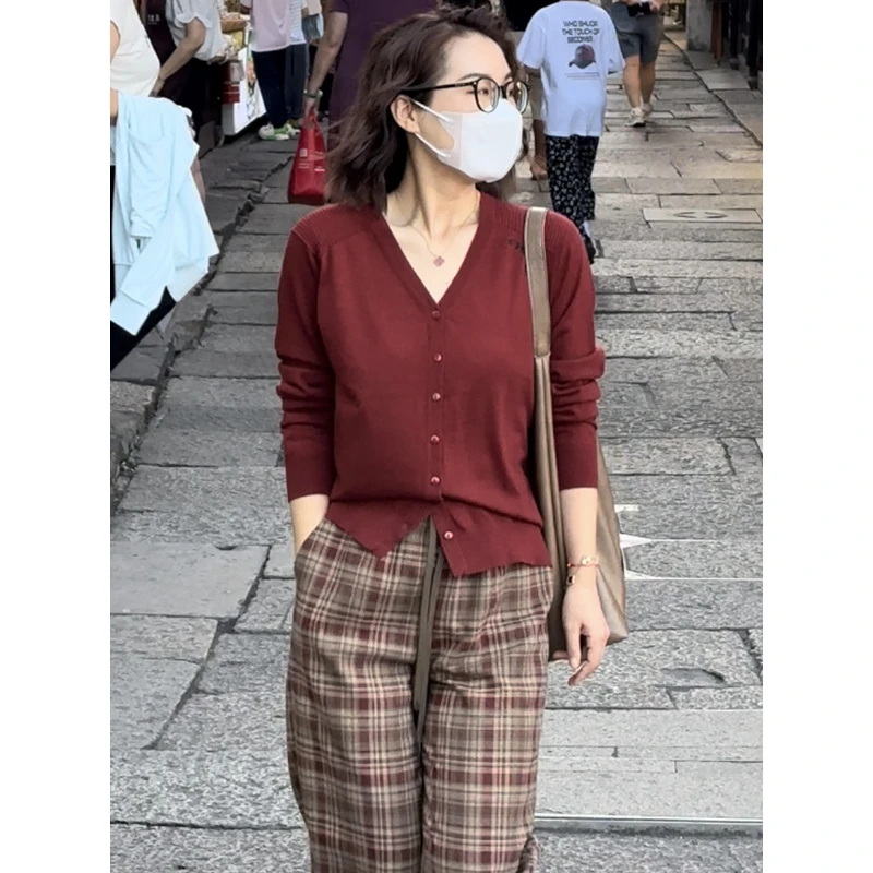 秋冬轻奢48支16针超细含羊毛针织开衫减龄百搭上衣女M41-KS809