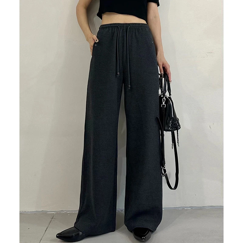 春装轻奢女士高腰含羊毛阔腿裤显瘦百搭洋气休闲裤子M13-86763