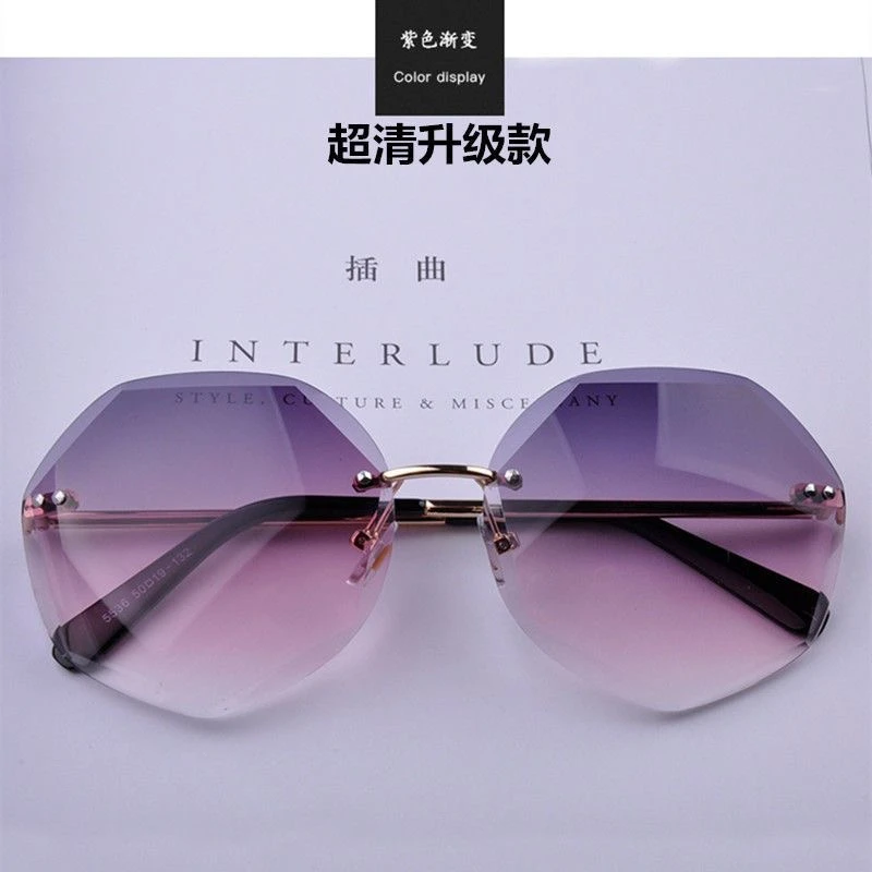 【工厂直销】2025新款切边墨镜女韩版圆脸复古原宿风太阳镜防紫外线