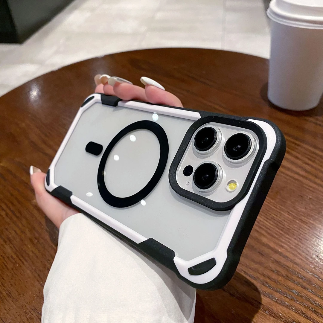 适用iPhone16ProMax熊猫磁吸手机壳透明亚克力苹果15防摔14保护套