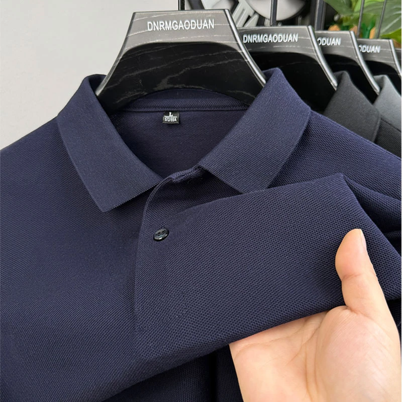 新款男士休闲短袖t恤纯棉透气宽松半袖翻领长袖polo衫刺绣上衣潮
