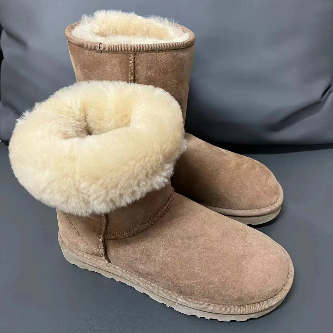 【春晓定制】5825女款高帮18cm羊皮毛一体雪地靴