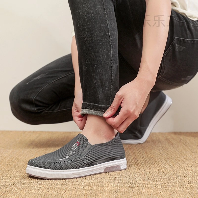 2023新款老北京布鞋男帆布鞋春秋男鞋透气工作鞋一脚蹬休闲男板鞋