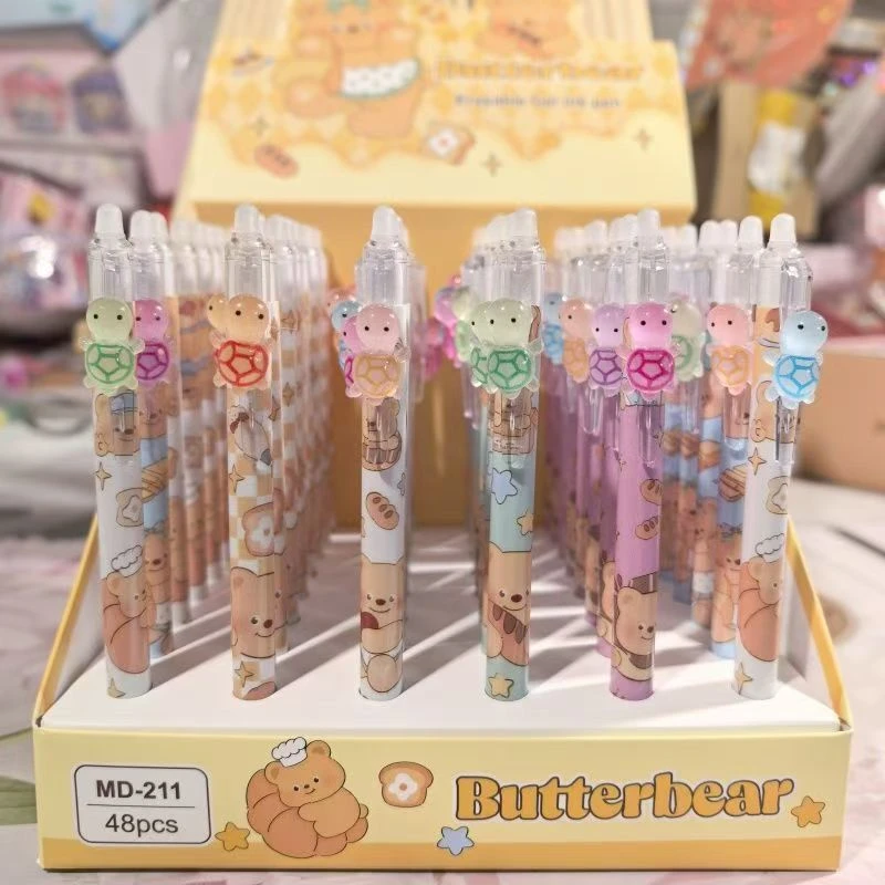 乌龟对对碰可擦晶蓝色中性笔1盒48支批发