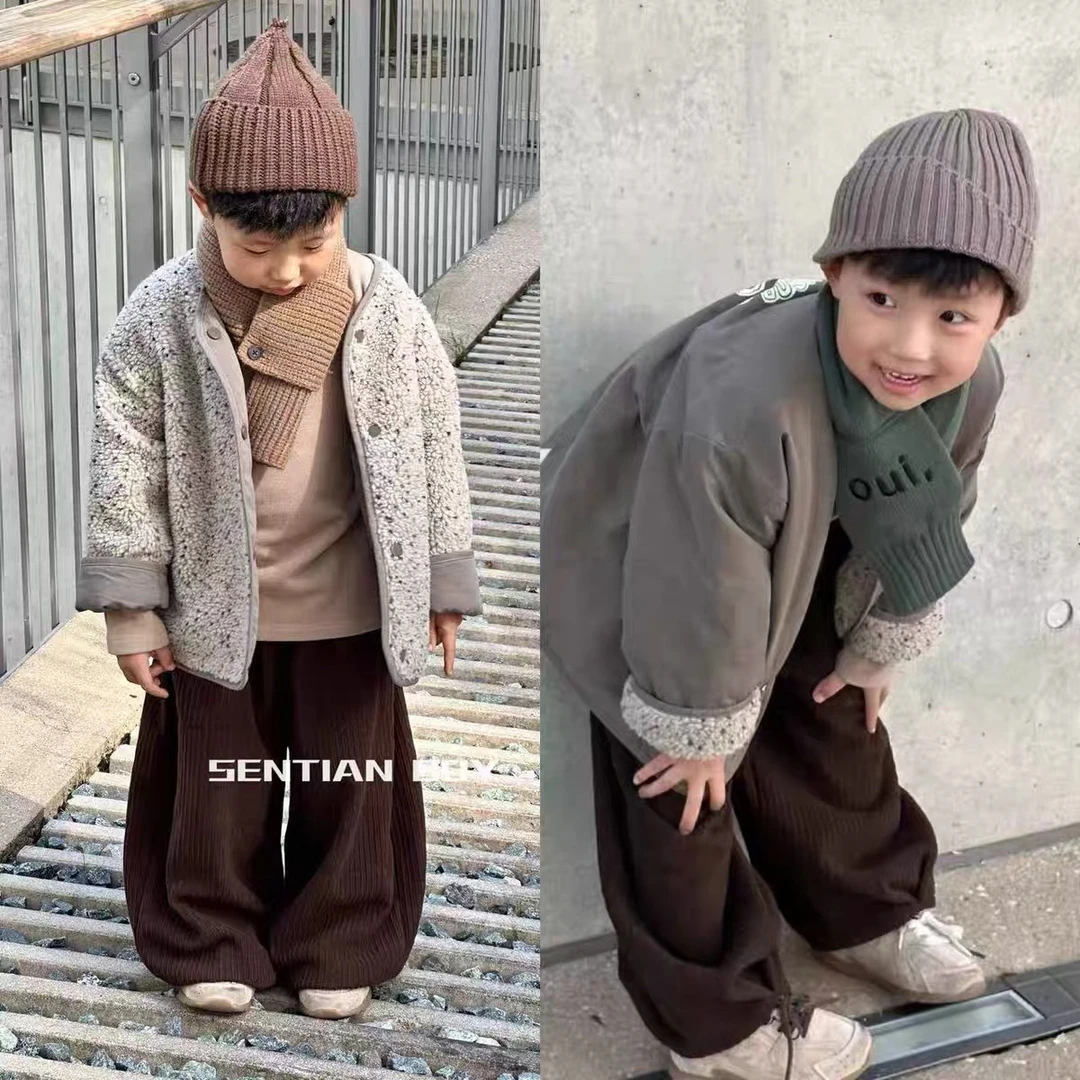 小韩果豆儿童韩版秋冬新歀两面穿加厚外套11006