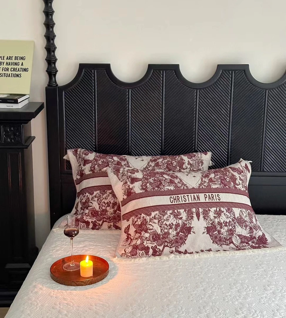 纯棉纱布加大流苏枕巾印花枕套枕头巾成人亲肤舒适四季通用