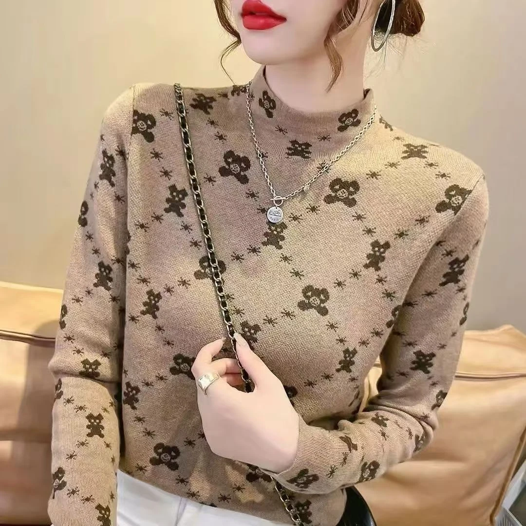 秋冬半高领德绒女士保暖衫显瘦遮肉长袖内搭双面绒保暖251