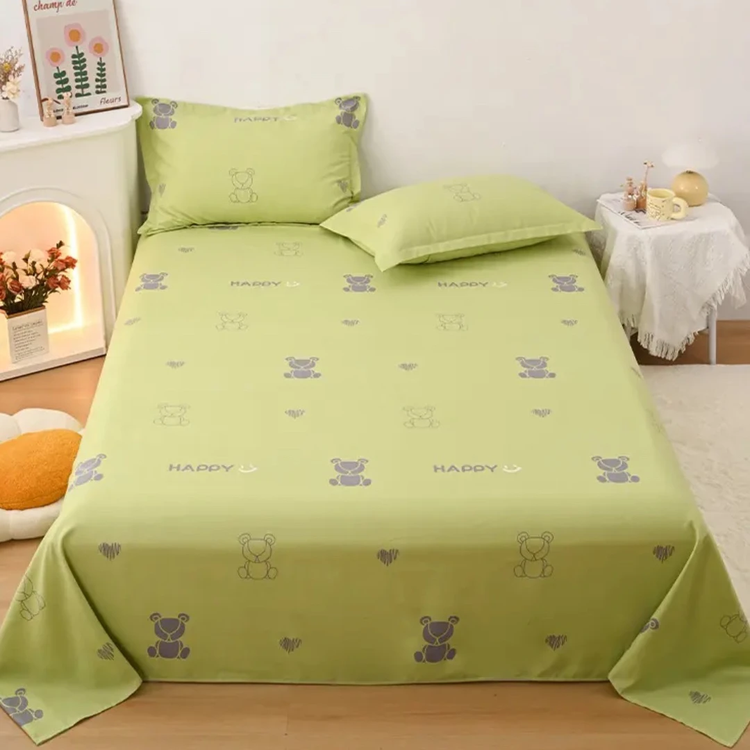 高端精品亲肤棉枕套（绿色小熊）48*74一对装