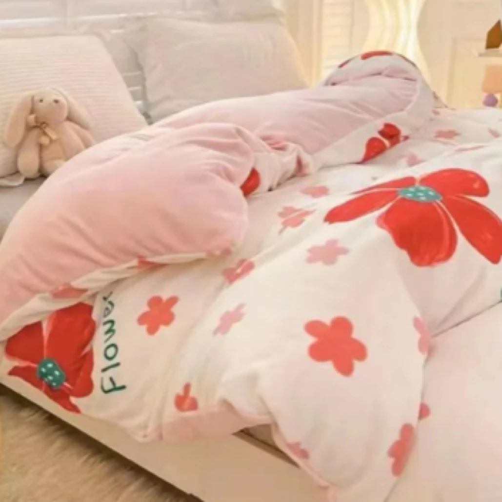 201-300牛奶绒单被套200cmX230cm尺寸加绒被简约清新四季