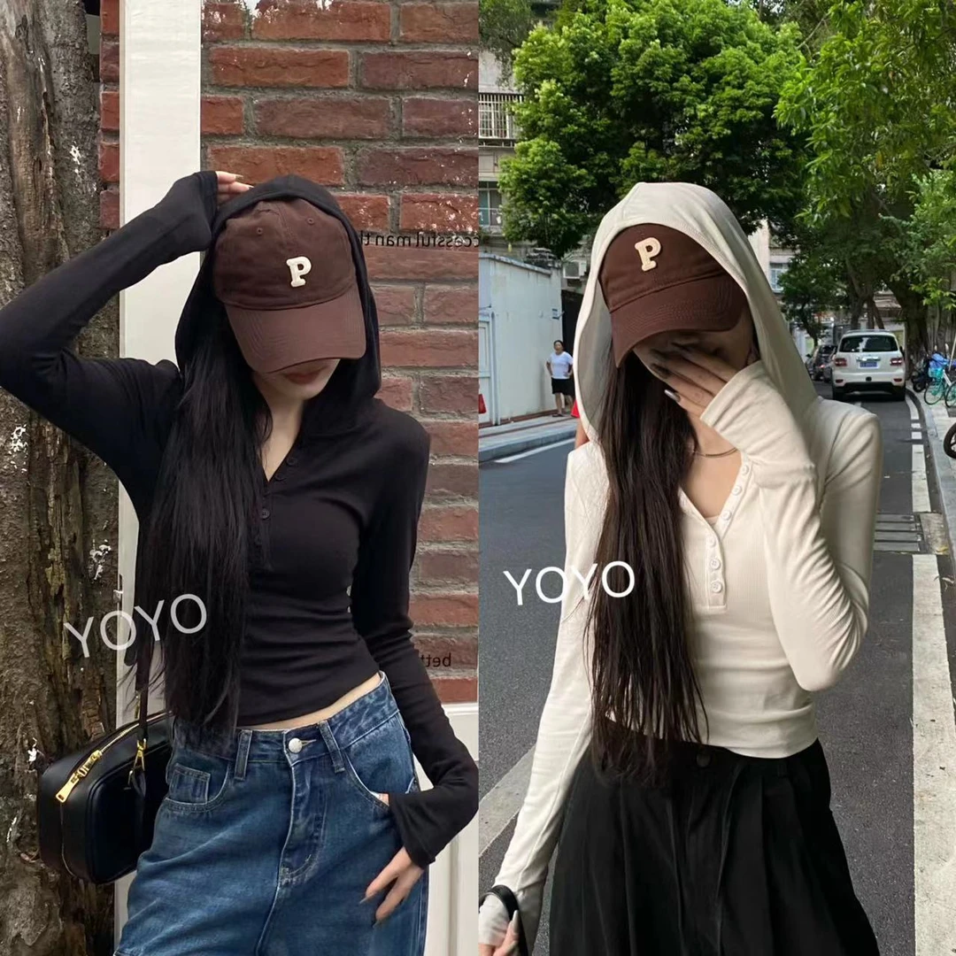 YOYO自制【净版连帽衫】显瘦长袖百搭透气纯色套头显瘦上衣