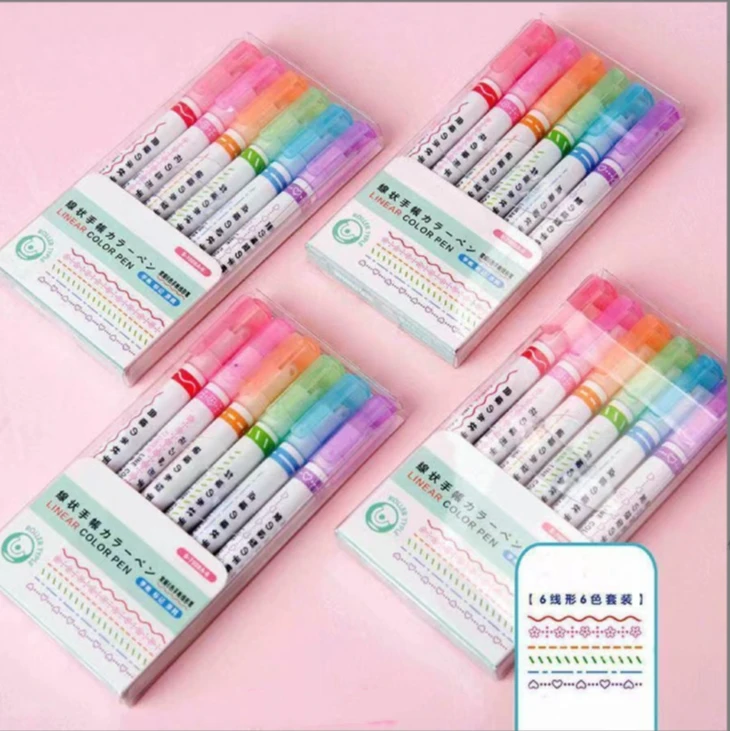 手账荧光笔 / 双头6色线型轮廓笔 Yz文具