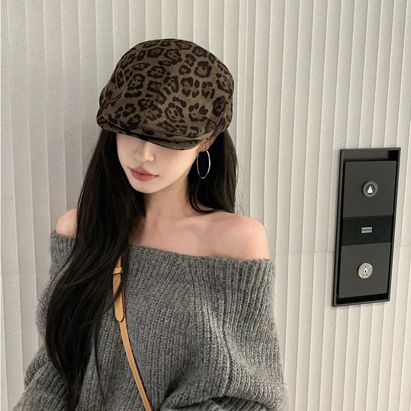 【猫仔kitten】时尚复古豹纹前进帽小众辣妹个性帽子女网红显脸小
