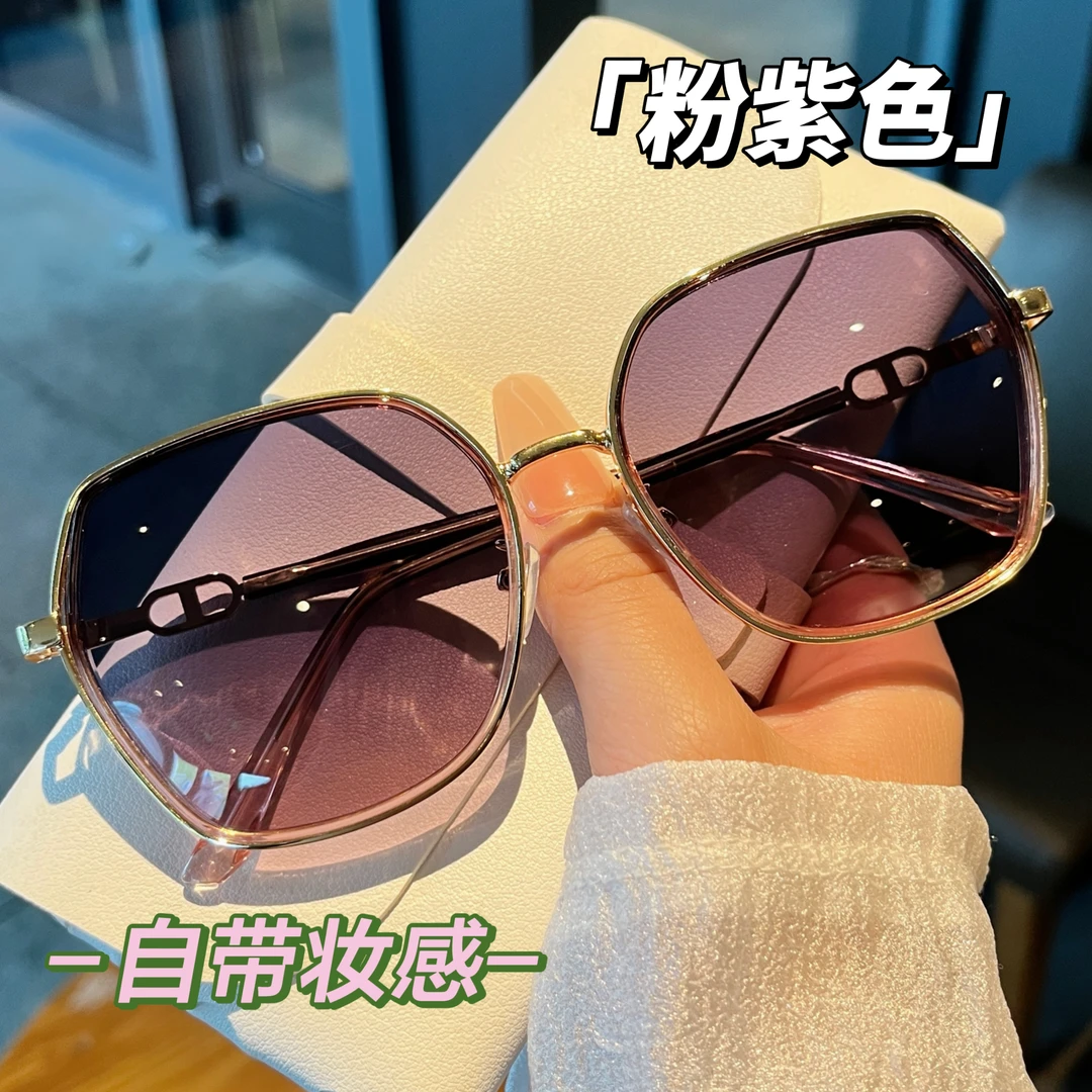 也古自带妆容感时尚墨镜防晒防紫外线2024年新款大脸显瘦太阳镜