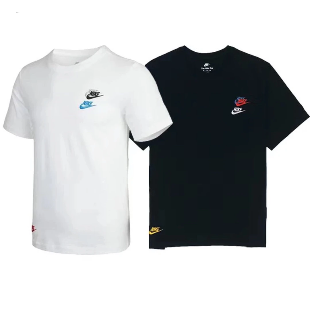 Nike/耐克圆领多勾彩色刺绣纯棉透气休闲短袖T恤DJ1569-010-100