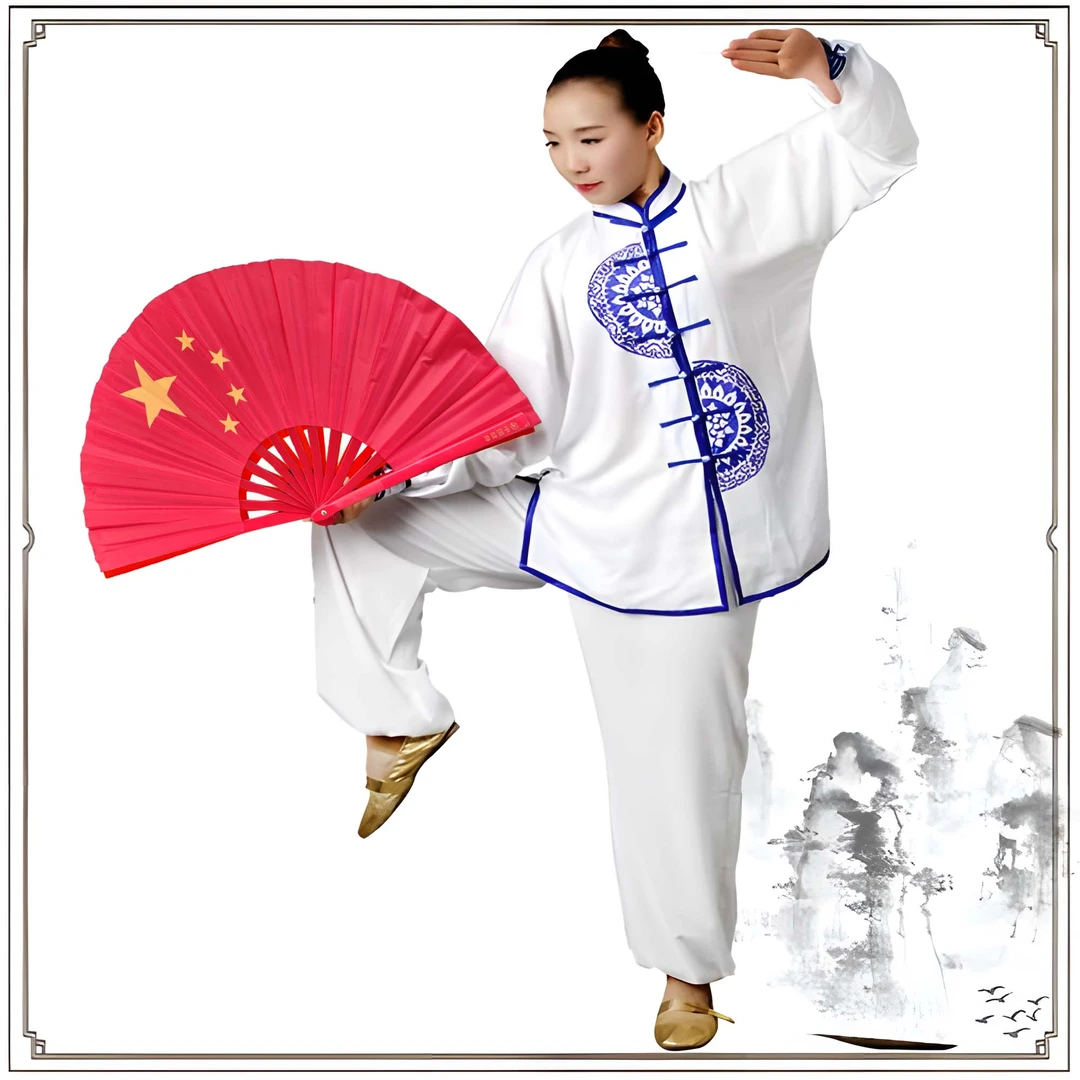 五角星双面太极扇功夫扇儿童表演扇爱我中华东方红舞蹈扇