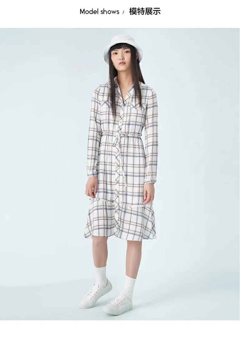 0254正品R家RCOWA1104L春夏季时尚气质收腰修身简约格子连衣裙女