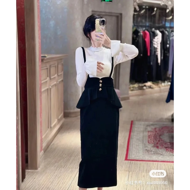 【清】兮兮定制黑色丝绒吊带半身裙气质百搭