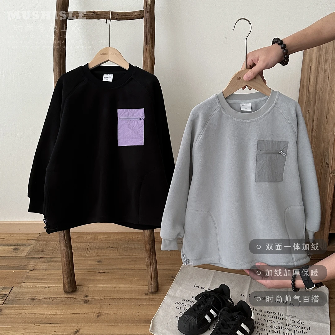 【2024新款】阿又冬季童装男童中大童亲子奥利绒工装卫衣99225D