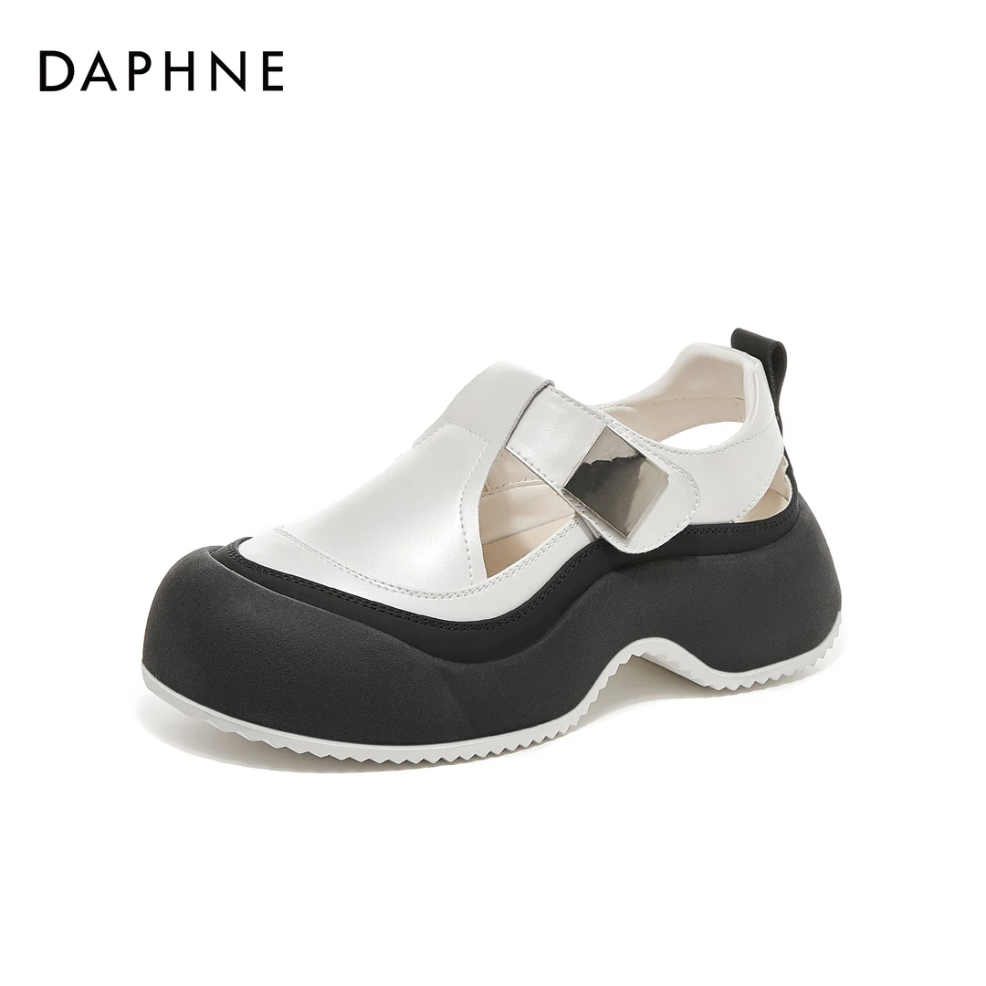 达芙妮25新款夏季休闲鞋运动时尚百搭软底复古玛丽珍厚底圆头凉鞋