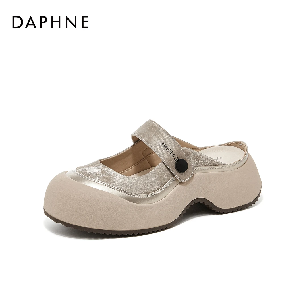 达芙妮品牌包头拖鞋2025夏季气质时尚软底复古轻奢玛丽珍防滑凉鞋