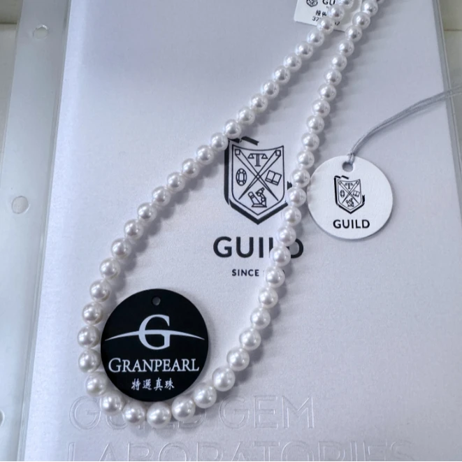 天然淡水珍珠项链7.5-8.5mm（吉尔德五星欧若拉--丢证）14K金