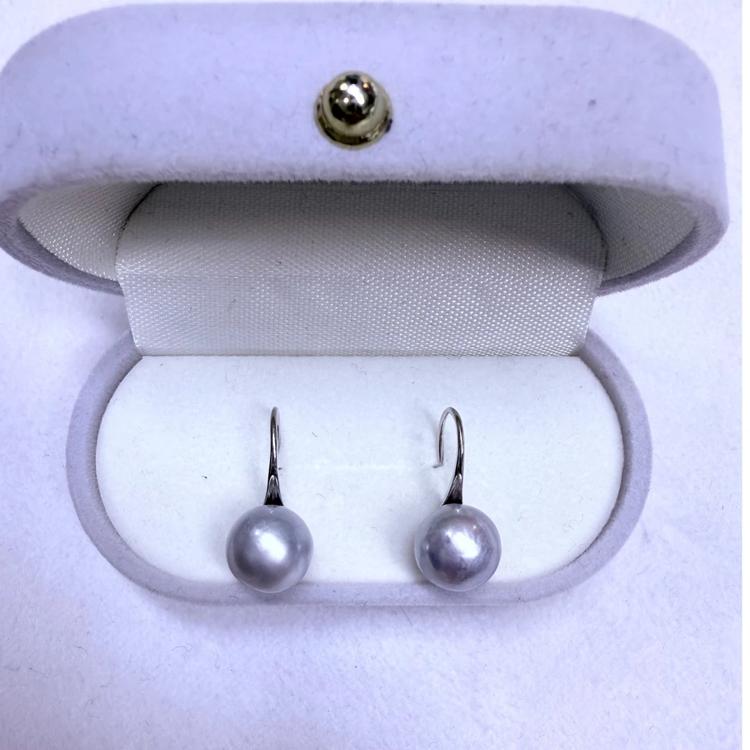 10mm海水真多麻耳钩（无调、无优）S925银镶嵌