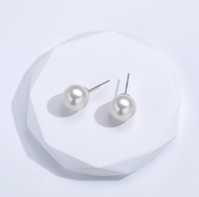 11-12mm淡水珍珠耳钉s925银针正圆冷白极强光经典基础