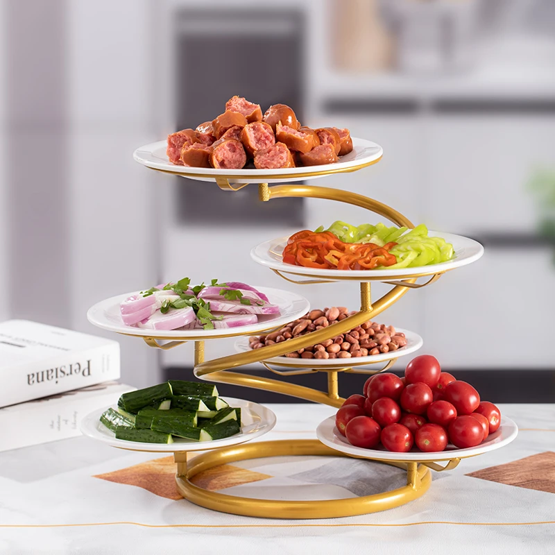 多层轻奢水果盘架子酒店会所餐厅凉菜冷盘架摆盘神器架子备菜架