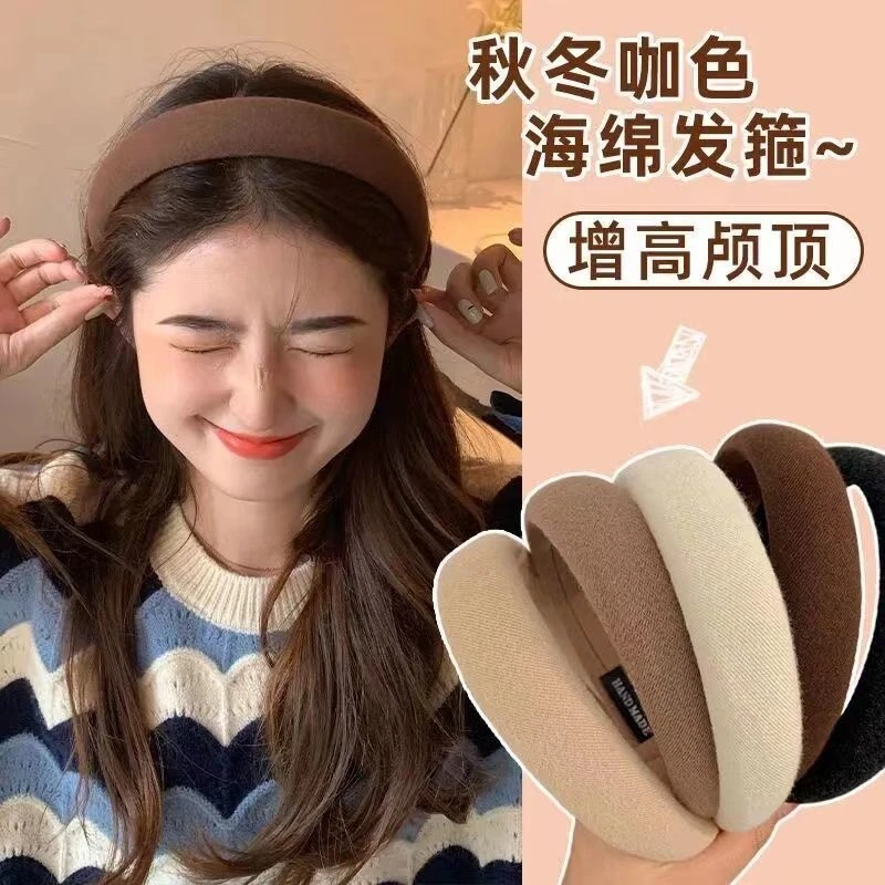 w高颅顶发箍复古法式洗脸发卡秋冬头箍网红高档海适合大脸的发箍