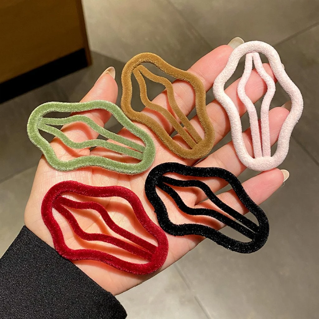 植绒云朵镂空发夹女后脑勺刘海前额侧边夹碎发卡一字夹bb夹子头饰