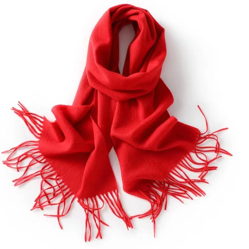 秋冬男女同款纯色梭织100纯山羊绒围巾披肩