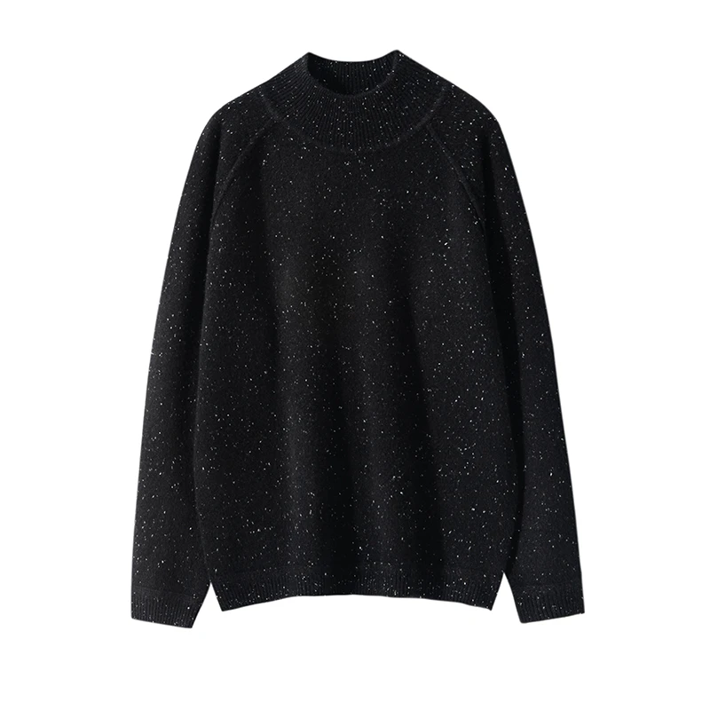 康赛妮点子纱重磅加厚100纯山羊绒衫女半高领针织长袖套头打底衫