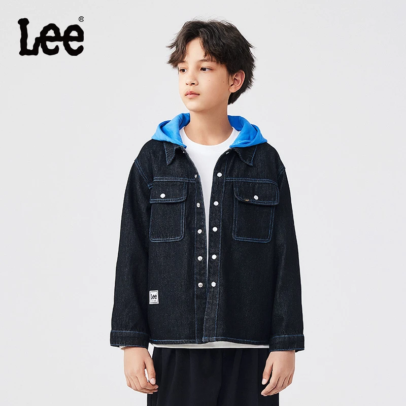 Lee拼接连帽牛仔外套洋气开衫 帽子可拆分LK3X1SUT0034-1