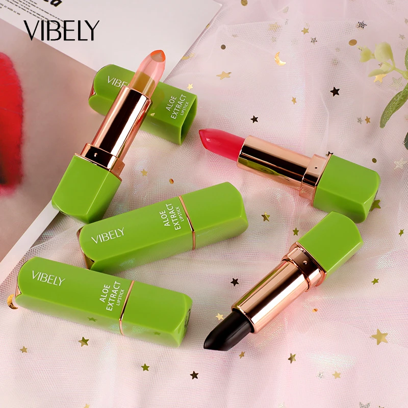 VIBELY芦荟果冻温变口红不易掉色淡化唇纹千人千色口红