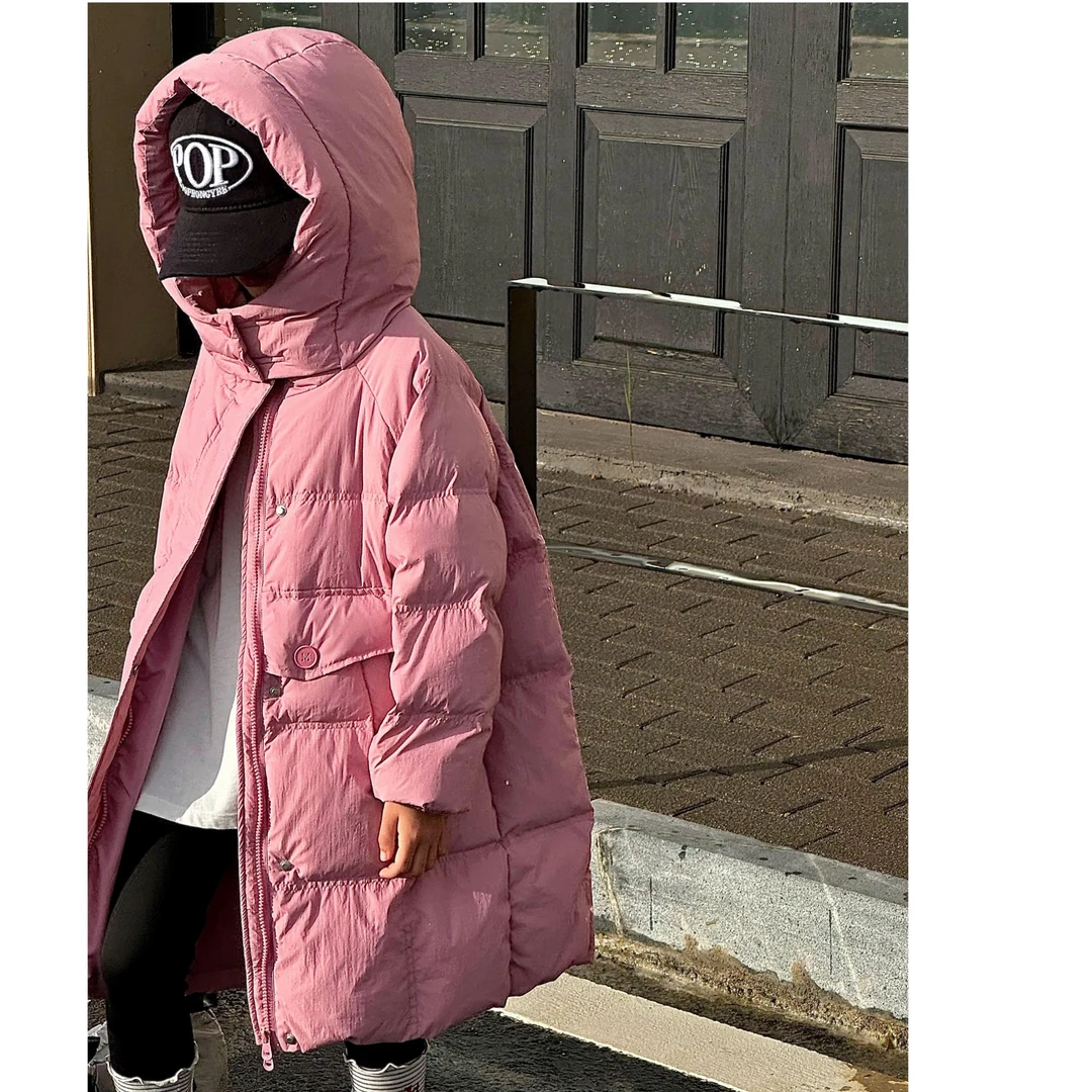 儿童长款羽绒服女童2024新款中大童男宝加厚韩版洋气童装冬季外套