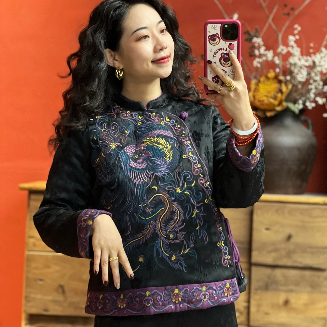 冬装新款中国风复古刺绣棉服改良提花上衣MF90162