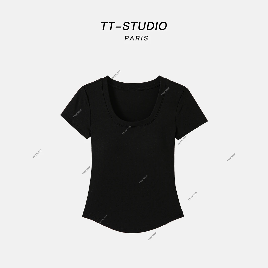 TT【小蛮腰】莱赛尔+棉极简气质带短袖A6162