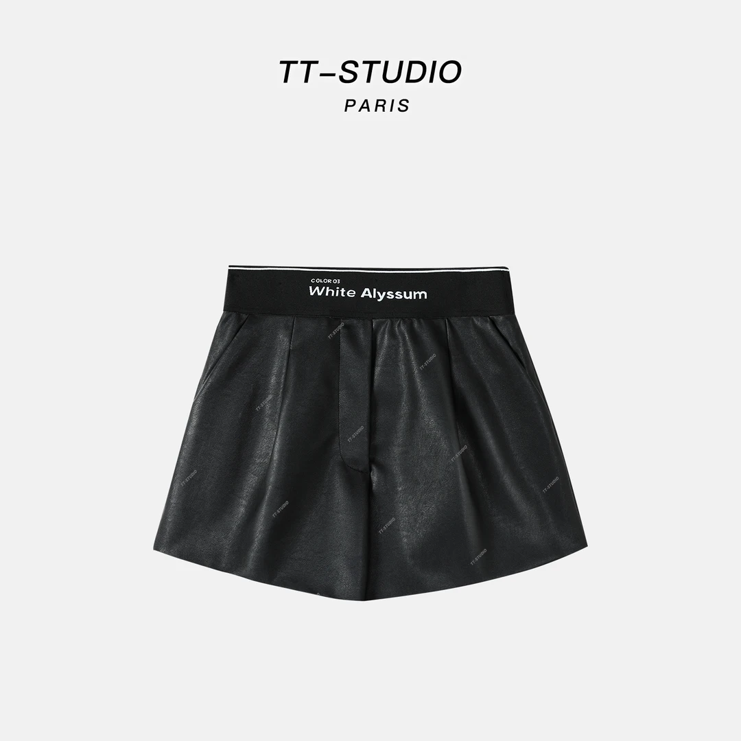 TT【女团裤】2024早春新款休闲简约皮短裤TTK-198