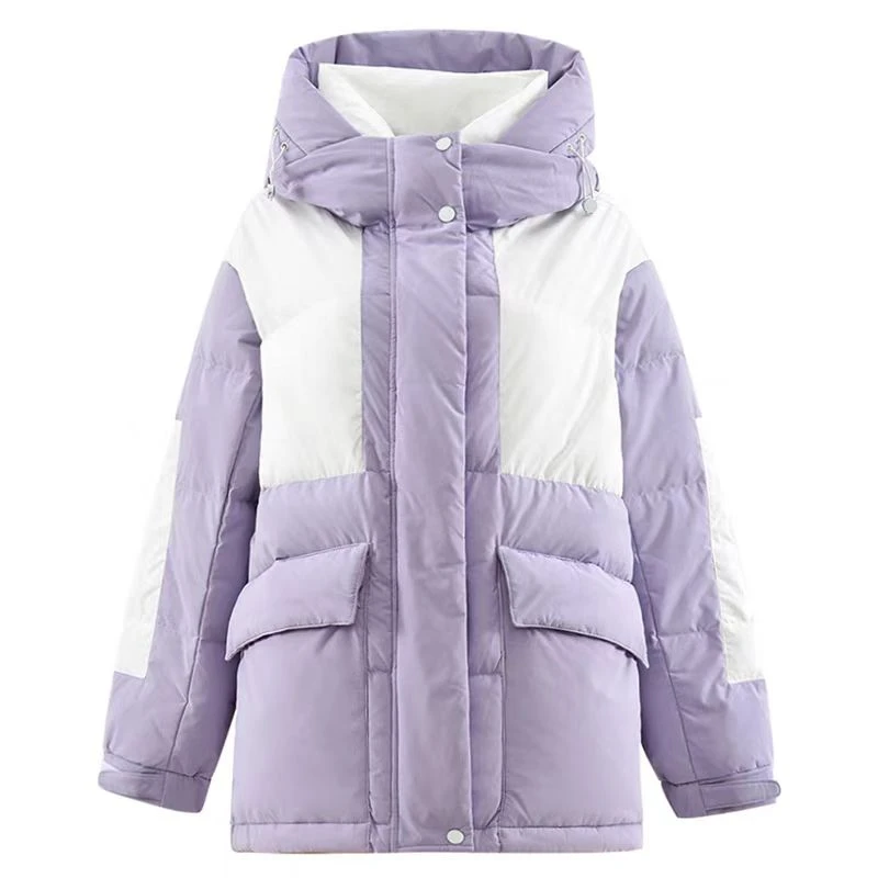 D333-紫白拼接-设计师款-羽绒服白鸭绒休闲时尚百搭